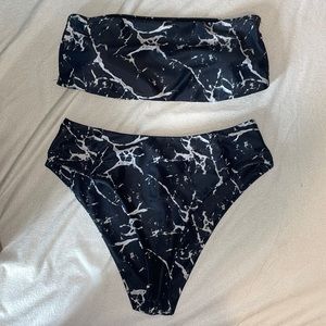 High waisted Black Marble Swimsuit